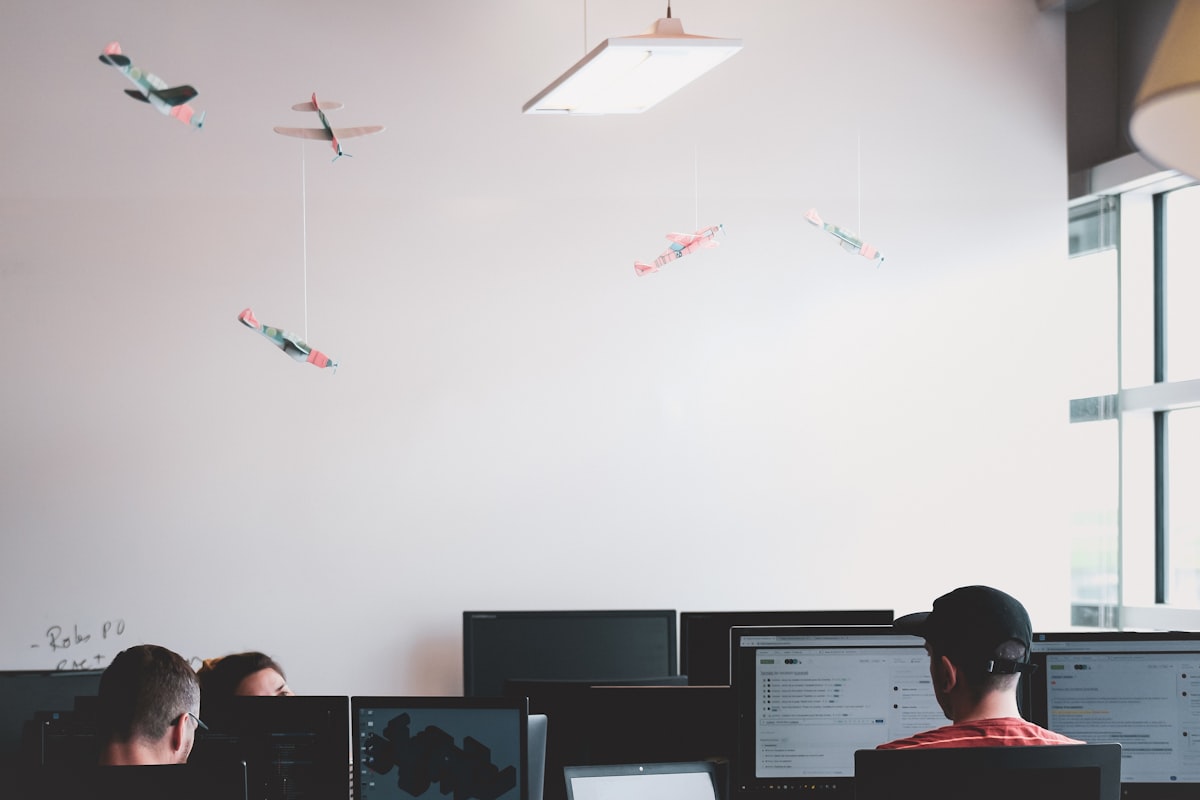 A developer at his workstation